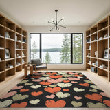 Distressed Multi-Color Hearts Area Rug