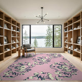 Whimsical Pink Swirl Area Rug