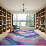 Vibrant Multi-Color Wavy Abstract Abstract Area Area Rug
