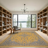 Floral Vintage Yellow Floral Medallion Area Rug