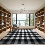 Bold Black White Checkered Plaid Area Rug