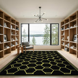 Bold Yellow Hexagon Grid Area Rug
