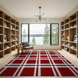 Classic Red Plaid Check Area Rug