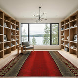 Red Crocodile Scale Area Rug with Gold Borders