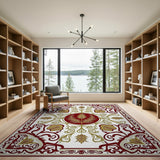 Ornate Red Gold Persian Medallion Area Rug