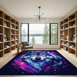 Cosmic Neon Wolf Area Rug
