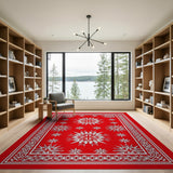 Red Snowflake Persian Traditional Persian Area Rug
