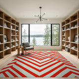 Geometric Modern Red Bold Red Chevron Zigzag Area Rug