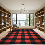 Red Plaid Bold Red Black Buffalo Plaid Area Rug