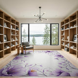 Purple Peony Floral Vine Border Rug