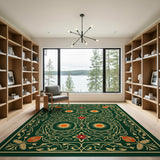 Ornate Green Persian Medallion Rug