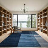 Modern Navy Blue Geometric Abstract Area Rug