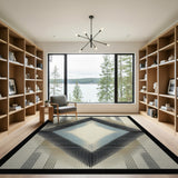 Teal Diamond Halftone Geometric Area Rug
