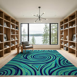 Geometric Modern Teal Swirl Geometric Modern Area Rug