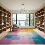 Vibrant Geometric Modern Vibrant Multi-Color Geometric Stripe Area Rug