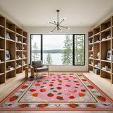 Playful Strawberry Citrus Pink Area Rug