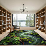 Lush Mossy Fern Stream Area Rug