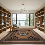Brown and Tan Ornate Brown Mandala Persian Area Rug