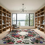 Romantic Floral Wreath Hearts Area Rug