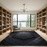 Black Geometric Hexagon Area Rug