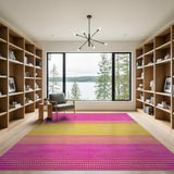 Vibrant Pink Yellow Geometric Woven Area Rug
