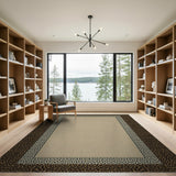 Beige Area Rug with Leopard Print Border