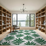Emerald Green Fern Leaf Area Rug