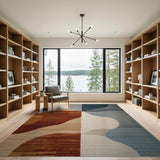 Abstract Organic Wave Area Rug in Terracotta Teal