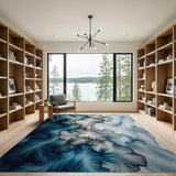 Blue and Teal Fluid Blue Teal Abstract Area Rug