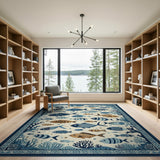 Whimsical Blue Fish Coral Reef Area Rug