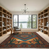 ODIKA Southwestern Desert Teal Diamond Area Rug