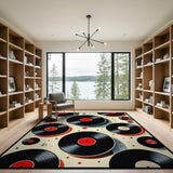 Geometric Modern Retro Vinyl Records Area Rug