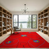 Red Rainbow Pinwheel Abstract Area Rug