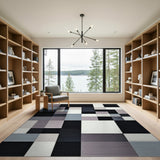 Modern Geometric Grey Patchwork Area Rug