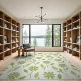 Green Daisy Floral Area Rug