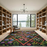 Vibrant Hydrangea Trellis Area Rug