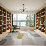 Modern Grey Gold Abstract Area Rug