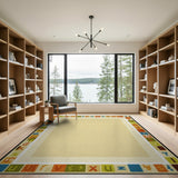Colorful Alphabet Border Kids Rug