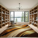 Gold Metallic Brushstroke Abstract Area Rug