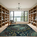 Vintage Teal Mandala Persian Area Rug