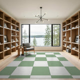 Geometric Modern Green Green Checkered Geometric Area Rug