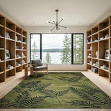 Lush Fern Silhouette Green Area Rug