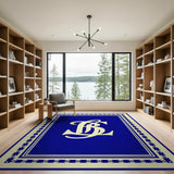 Navy Blue BRL Monogram Rug with Tribal Borders