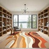 Abstract Area Abstract Orange Wave Area Rug