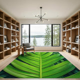 Green Lush Green Palm Leaf Area Rug