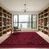 Bold Red Jaguar Heritage Tribal Area Rug