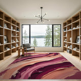 Sweeping Pink Peach Abstract Area Rug