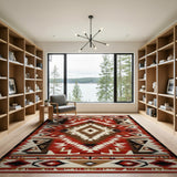 Bold Red Diamond Geometric Southwestern Rug