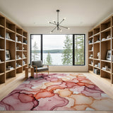 Fluid Pink Coral Abstract Area Rug