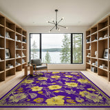 Purple Gold Floral Vintage Area Rug